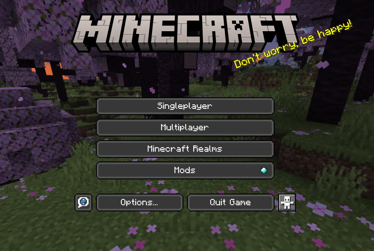 Главное меню игры с новыми текстурами кнопок в Kib's Better Vanilla