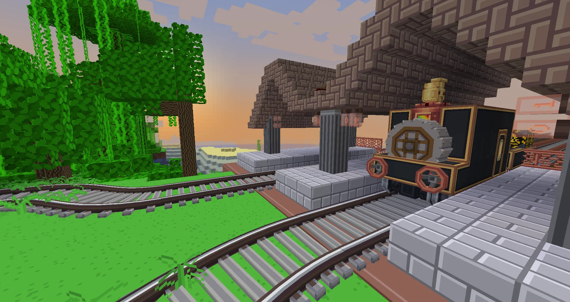 Железнодорожная станция в ресурс-паке SimpleTexturePack-Create.