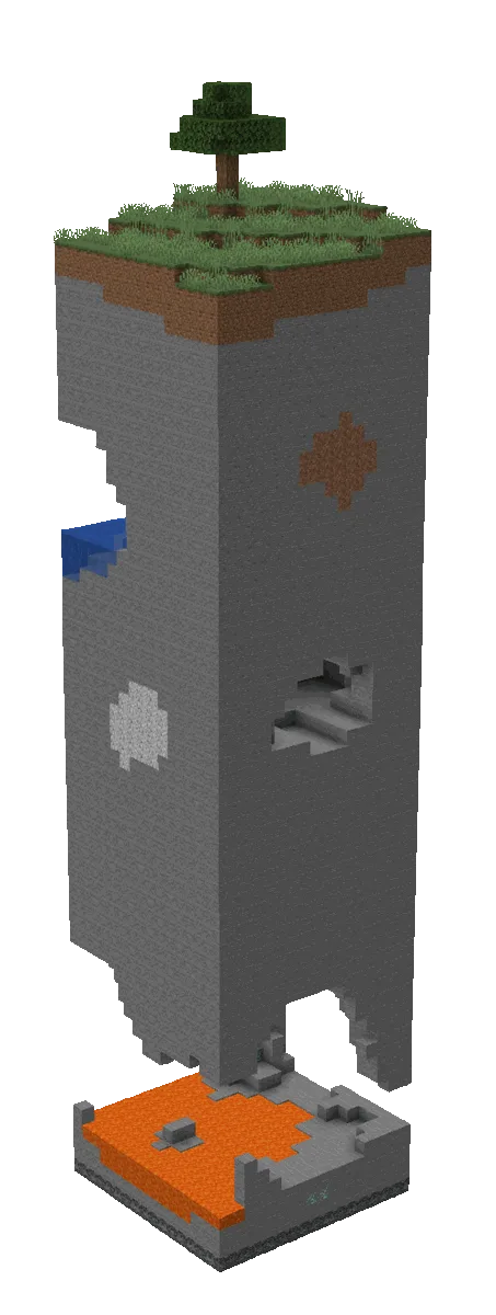 Анимация, демонстрирующая смену уровня детализации чанков в зависимости от дальности обзора в моде Distant Horizons.