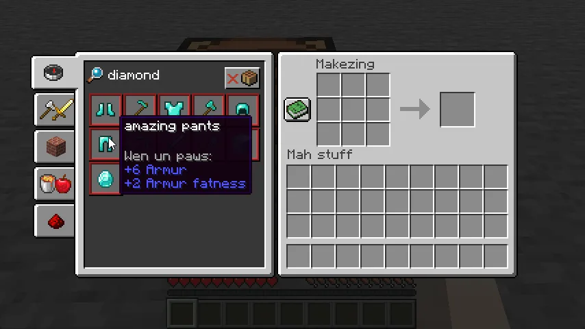 Поиск предметов в творческом инвентаре и книге рецептов на разных языках в моде Language Reload.