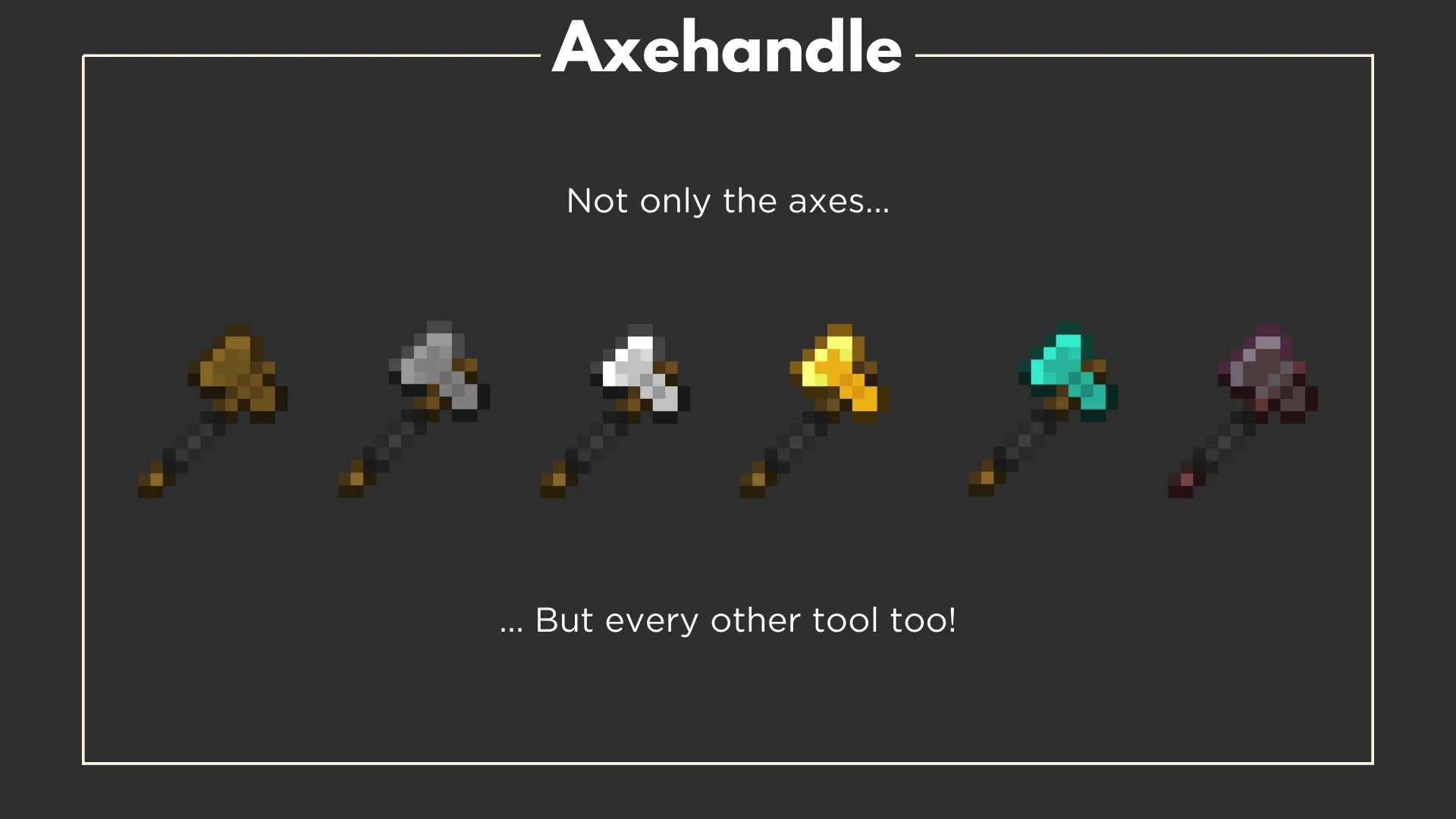 Баннер ресурс-пака Axehandle в стиле Minecraft.