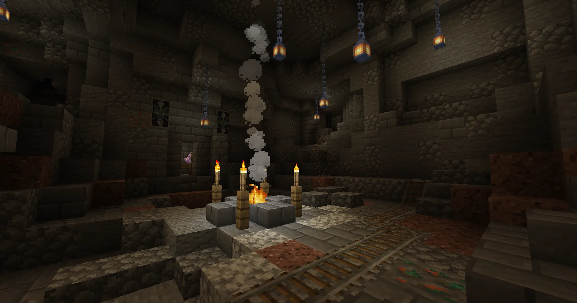 Центральная часть логова кобольдов в Minecraft.