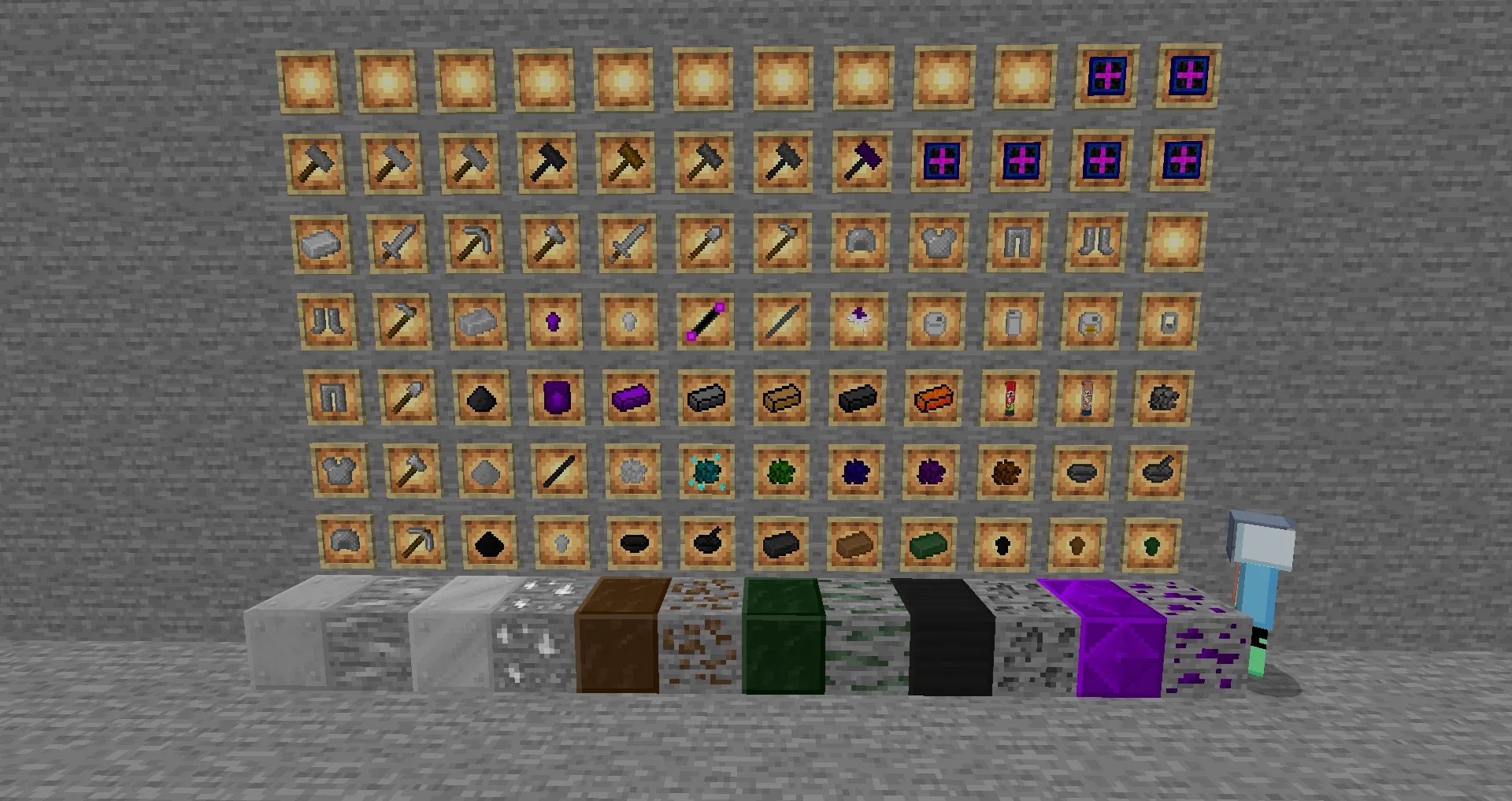 Предметы и блоки из версии 0.0.1 мода Grimm's Mod Base