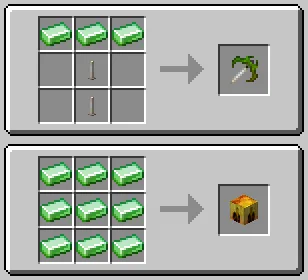 Рецепты крафта кирки и блока из Йетерита в моде Brrrrock