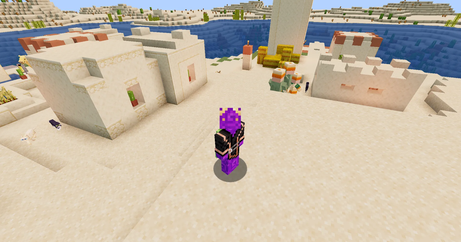 Демонстрация влияния освещения на сущностей в пустыне.