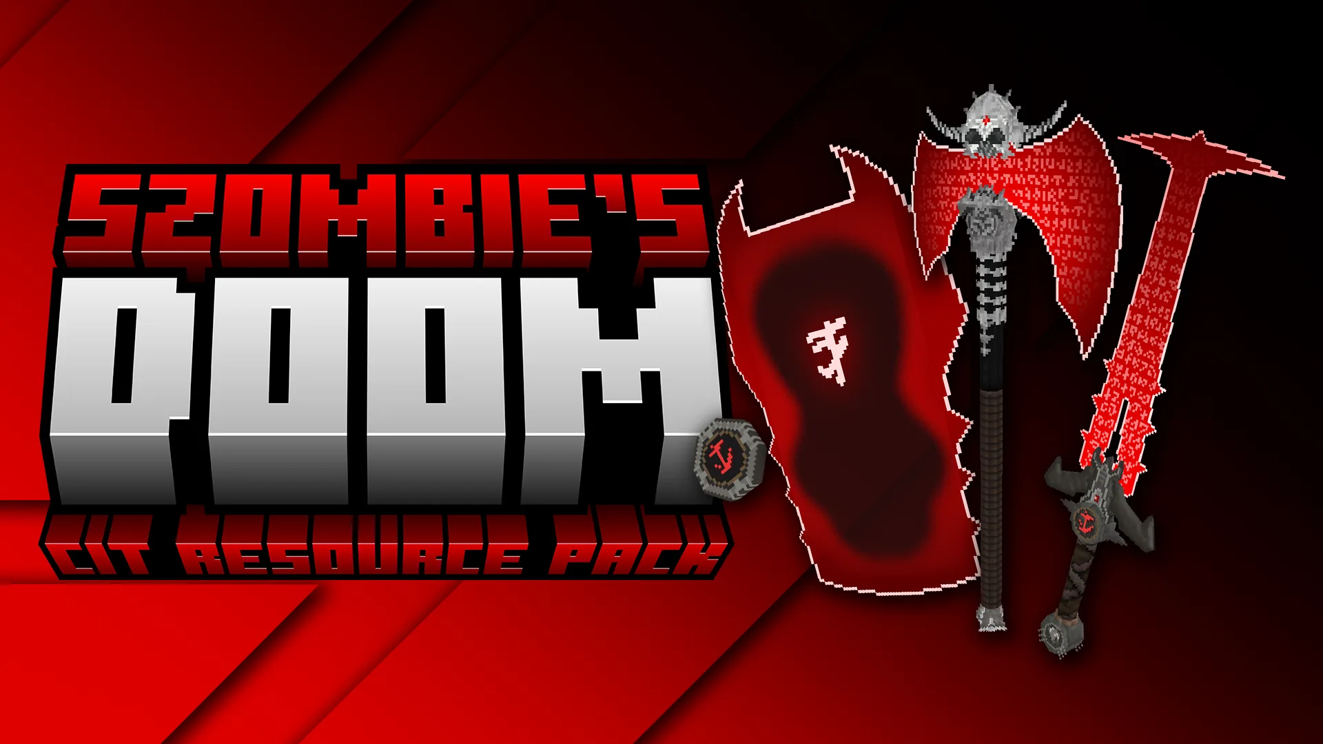 Превью кастомных предметов в стиле DOOM для Minecraft.