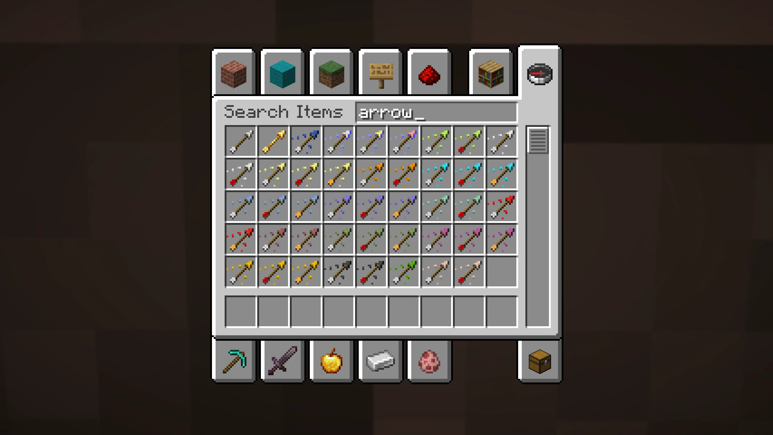 Скриншот игровых стрел из мода Visual Potions в Minecraft.