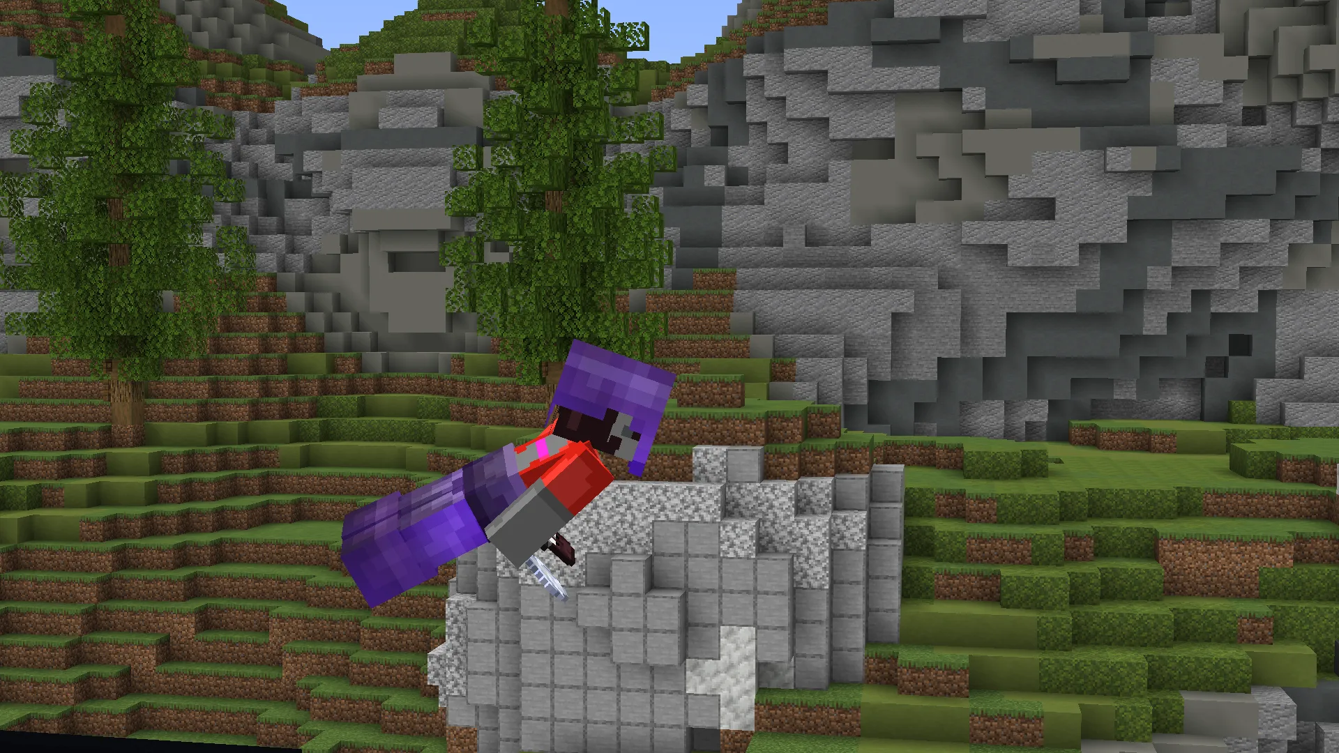 Персонаж в невидимых элитрах в полете