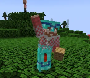 Персонаж Minecraft в броне с отделкой, использующий эмоцию из мода danse.