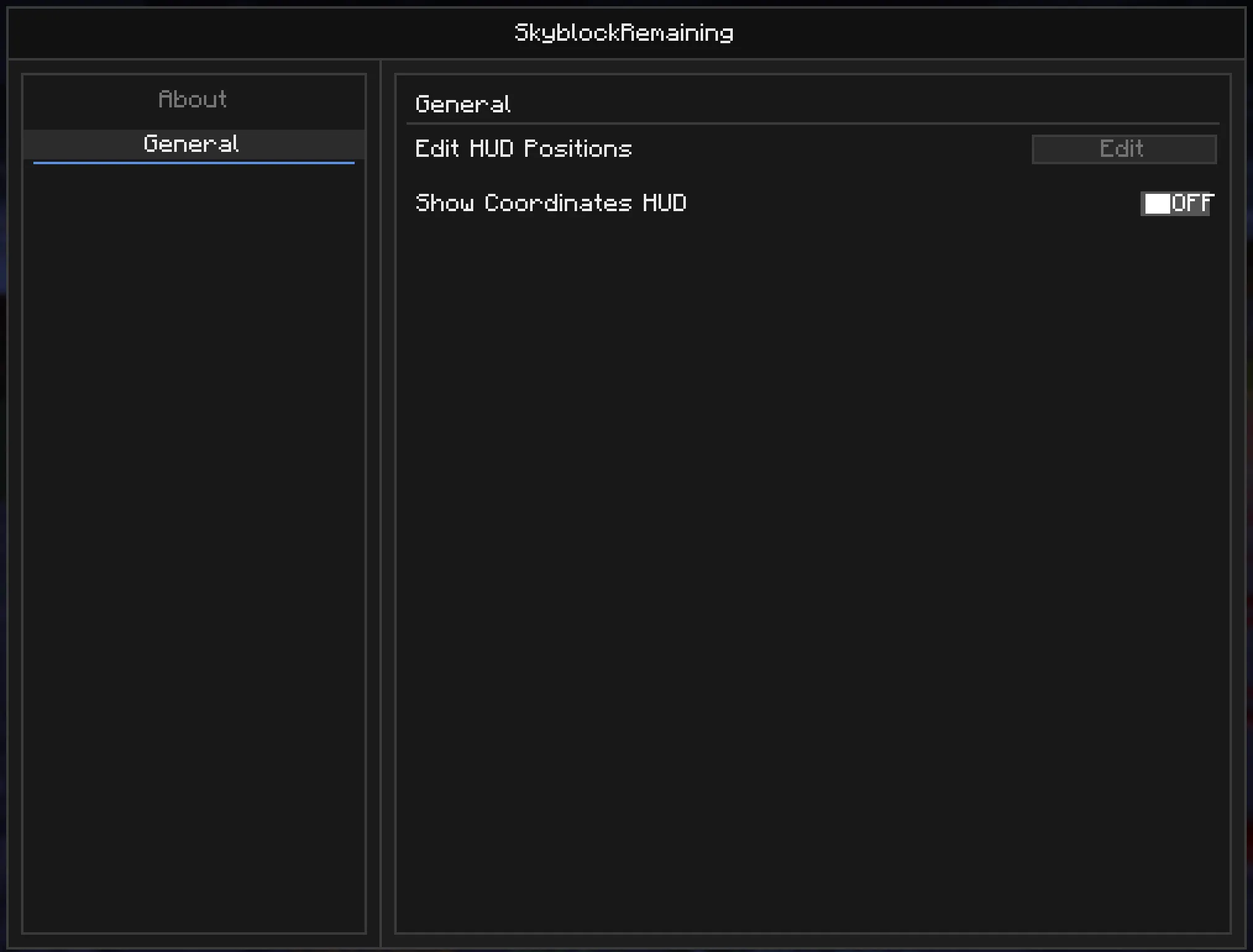 Общие настройки мода SkyblockRemaining