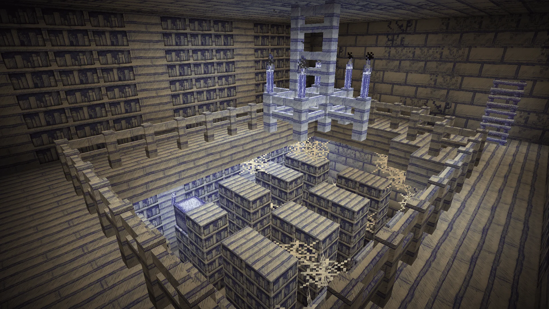 Библиотека крепости в Minecraft с текстурами из набора Paddy's Hand-Drawn Textures.