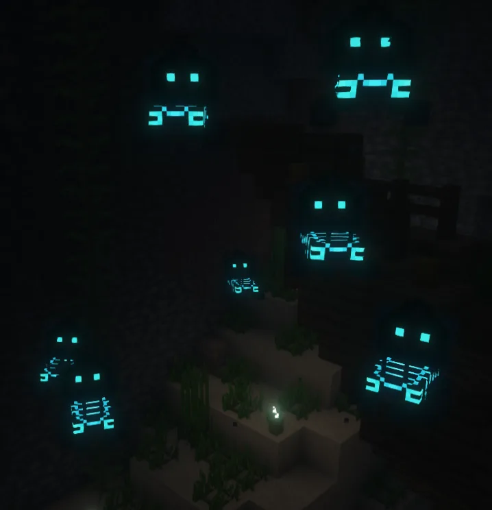 Скриншот мода Big Mobs с группой ходячих существ.