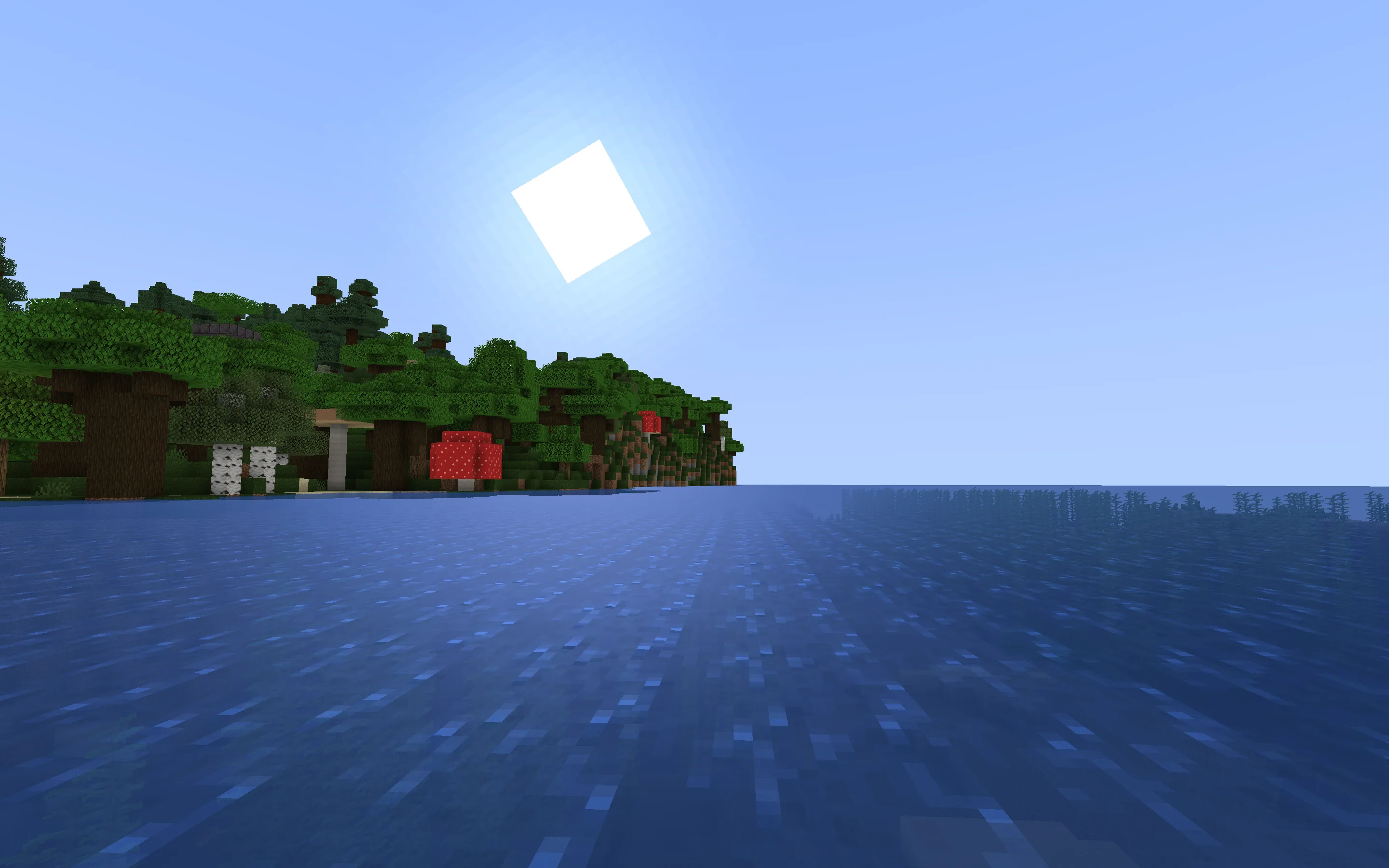 Отражения воды в океане в Minecraft.