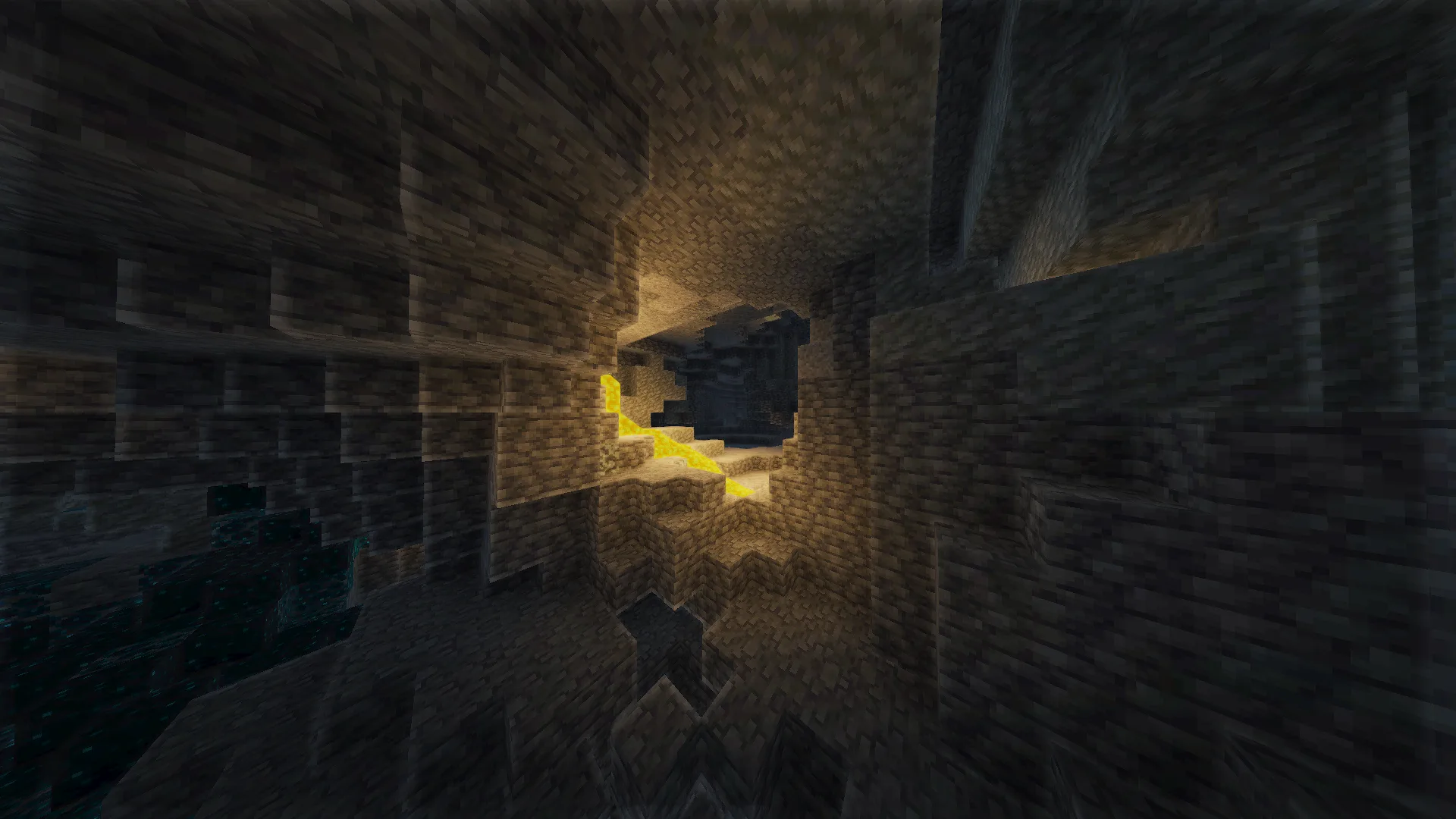 Пещера с шейдерами Lumina Shaders