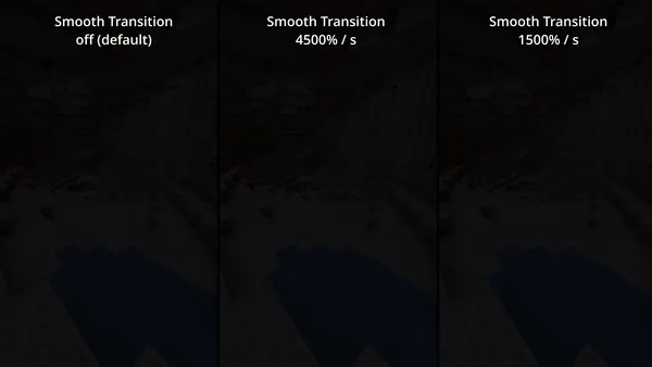 Сравнение эффекта плавного перехода при включенном и выключенном режиме Fullbright в Gamma Utils.