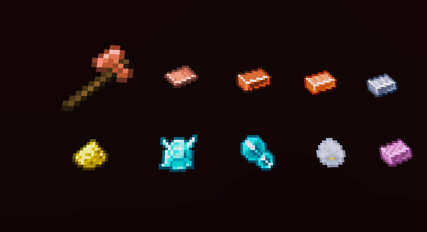 Набор игровых предметов из различных модов в стиле MC New Textures