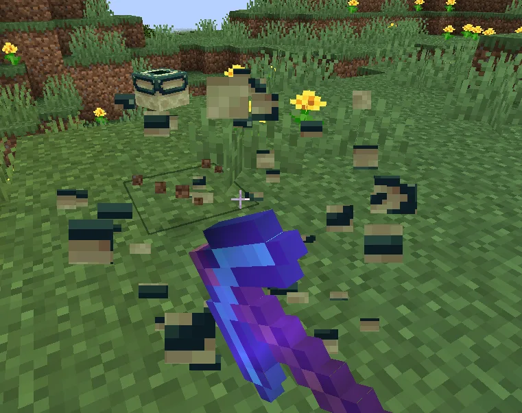 Демонстрация механики разрушения блоков в моде Mineable Unmineable