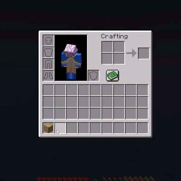 Демонстрация плавной прокрутки подсказок с помощью колеса мыши в Minecraft.