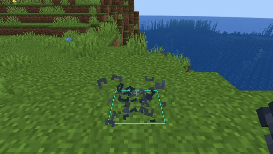 Визуализация переопределения частиц цепных звеньев в Minecraft.