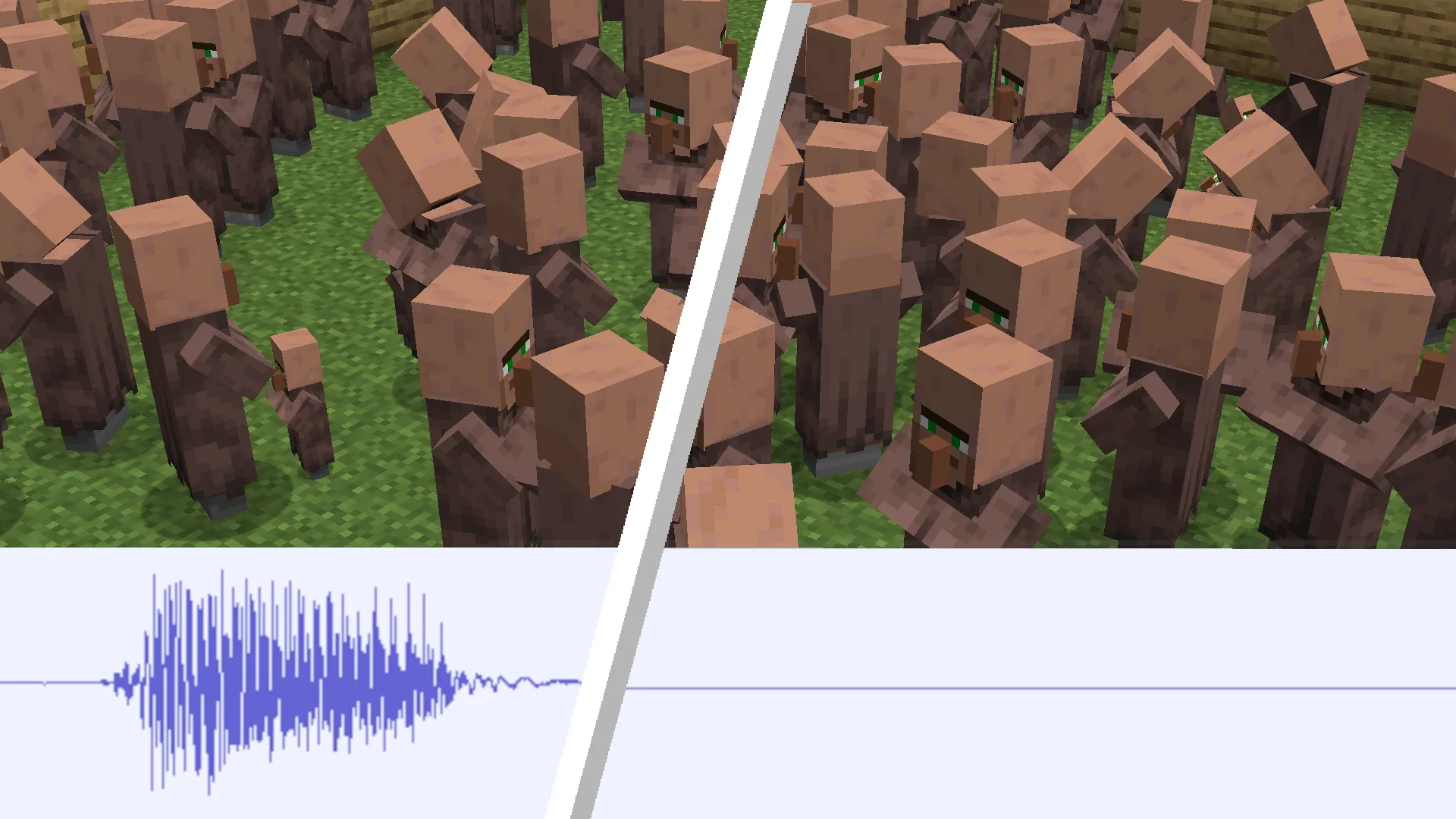 Скриншот с демонстрацией модификации NoVillagerNoises в Minecraft.