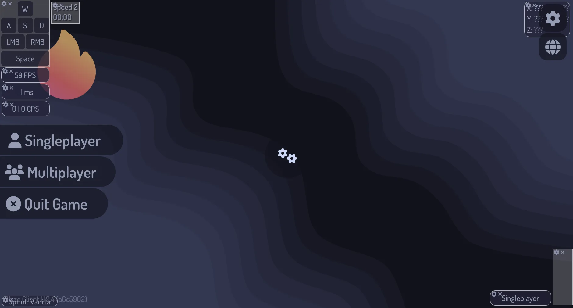 Редактор интерфейса (HUD) и меню настроек модификаций в Blaze Client.