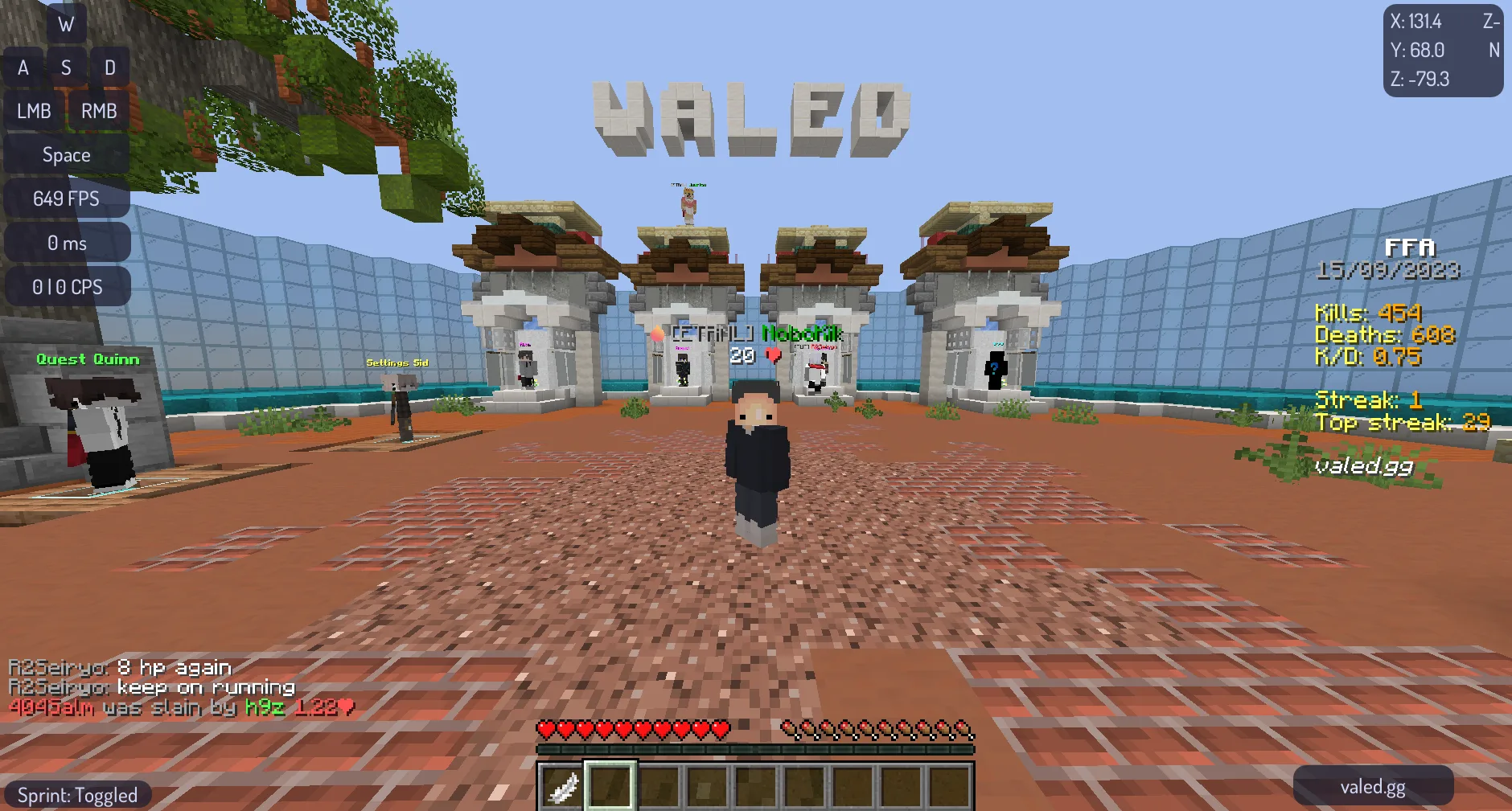 Интерфейс игрового клиента Blaze Client в Minecraft.