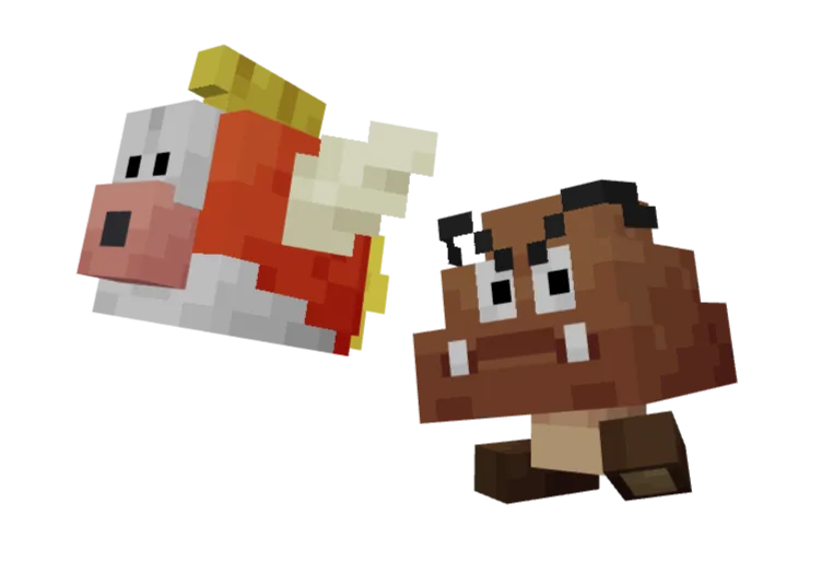 Мод Game Creatures [Cobblemon]: покемоны Чип-Чип и Гумба в стиле Minecraft.