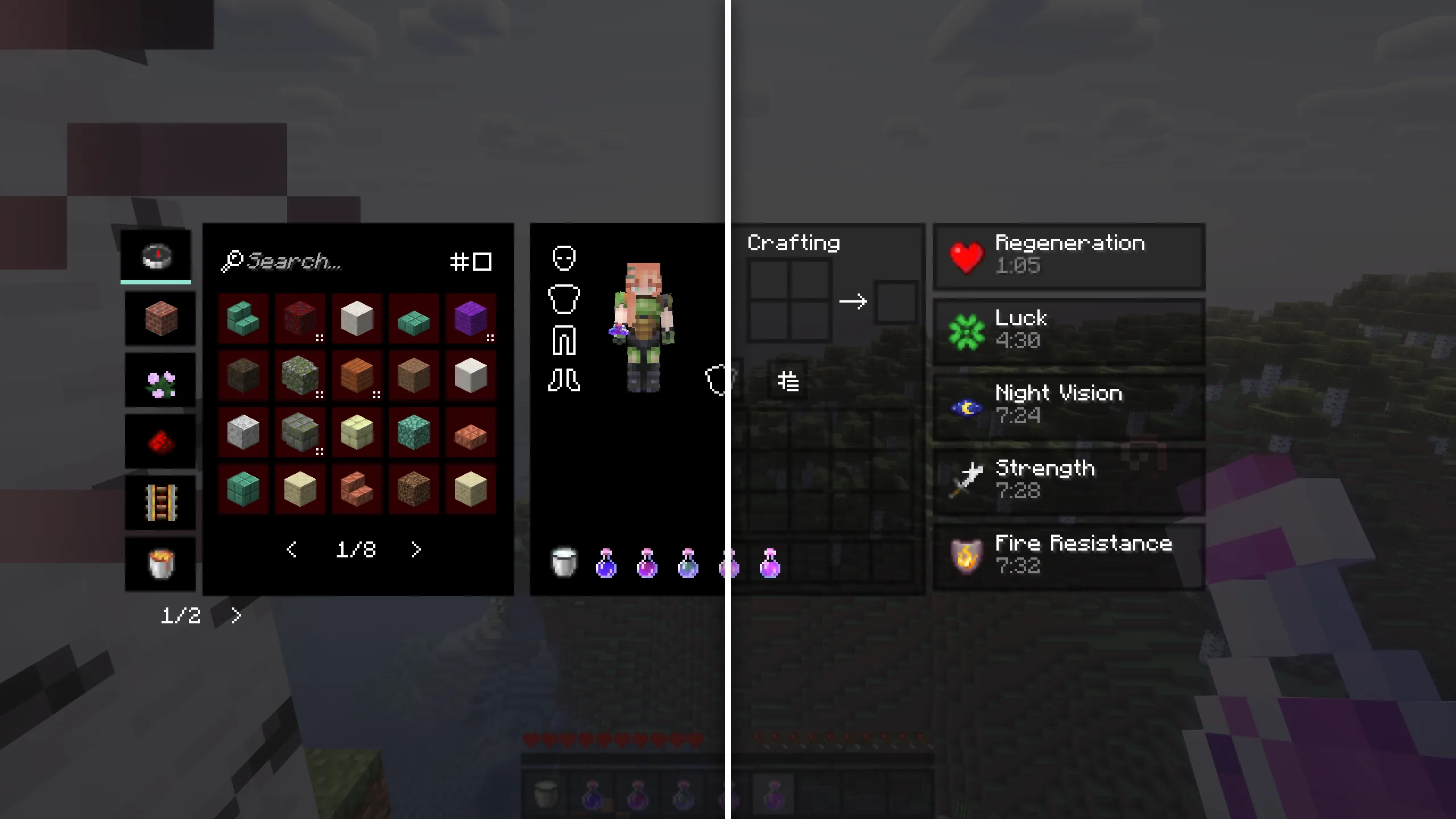 Сравнение интерфейса AquaHUD без мода Translucency Fix (слева) и с ним (справа).