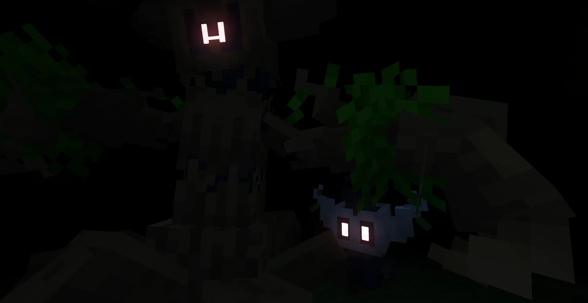 Древесный покемон Тревенант защищает Фантумпа в лесу из мода Cobbled Variants.