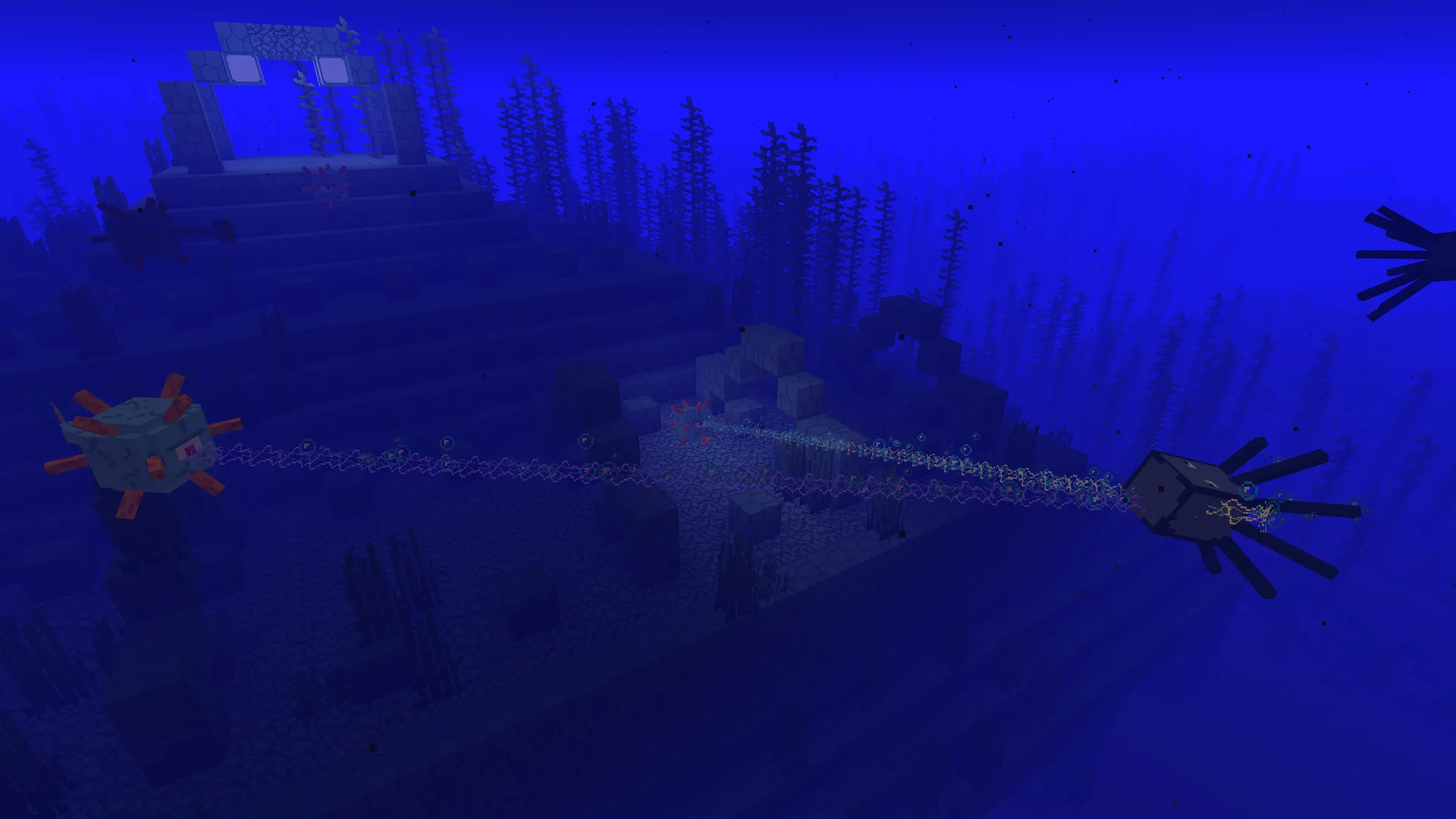 Морской страж стреляет лазером с использованием мода LambDynamicLights.