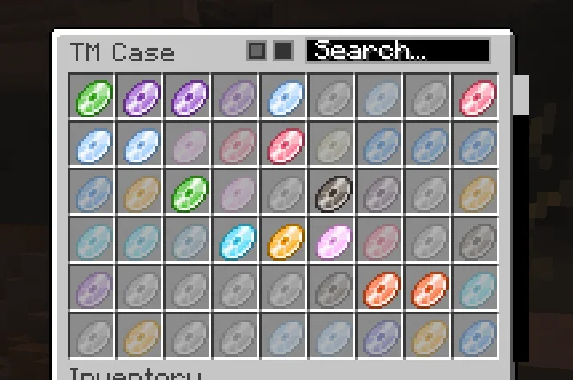 Кейс для хранения технических машин (TM) в моде SimpleTMs для Cobblemon.