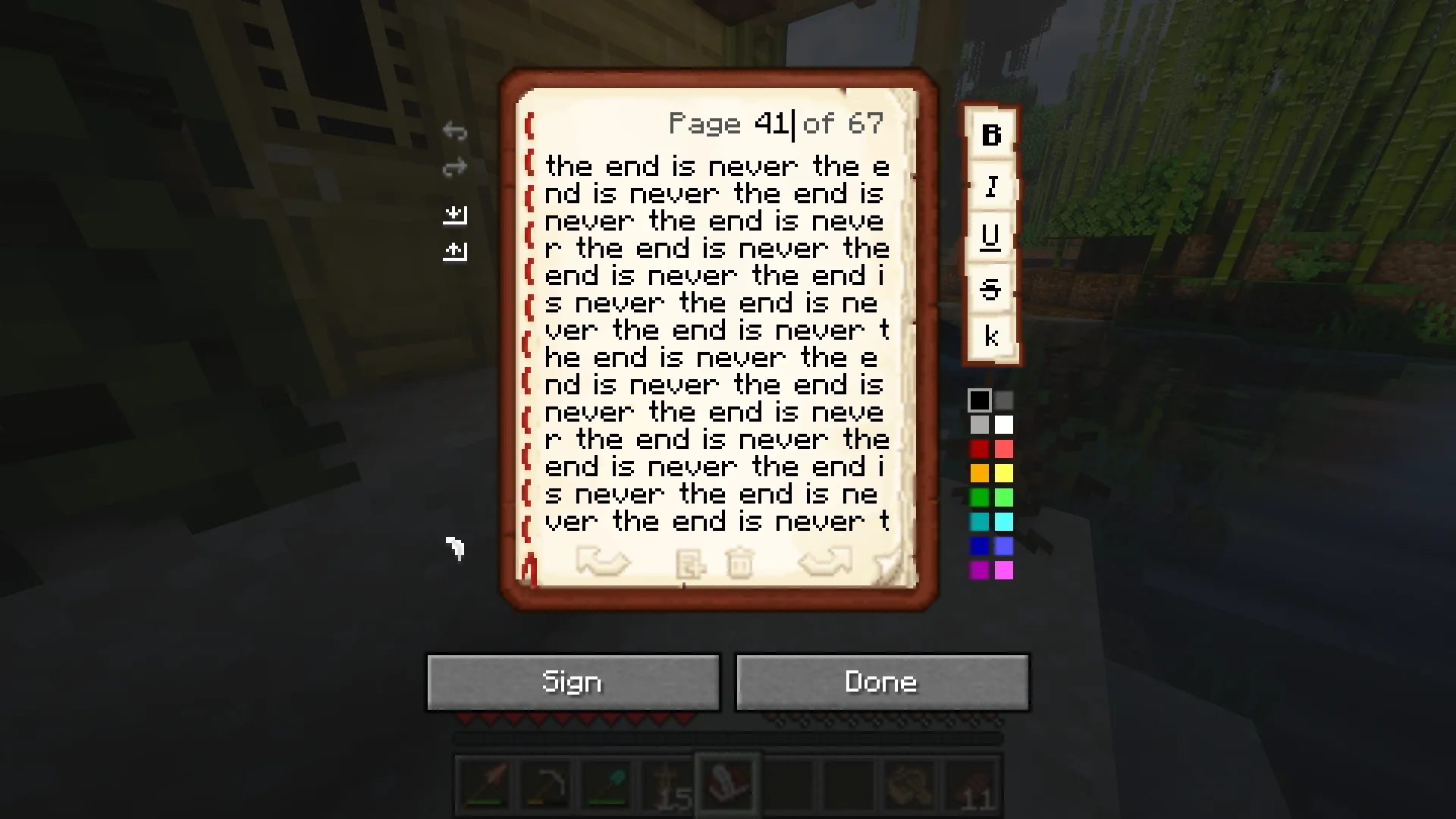 Интерфейс мода Scribble с навигацией по страницам книги.