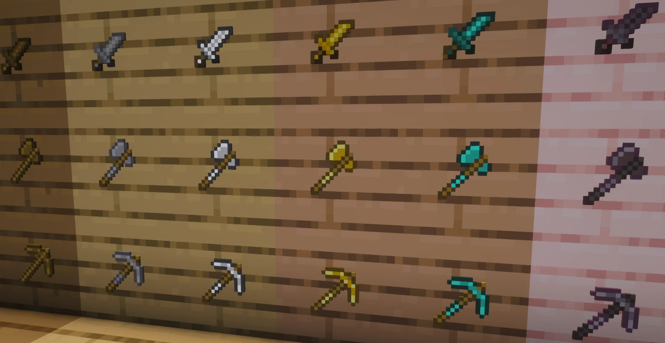 Набор игровых инструментов в проекте Bedwars Ultimate.