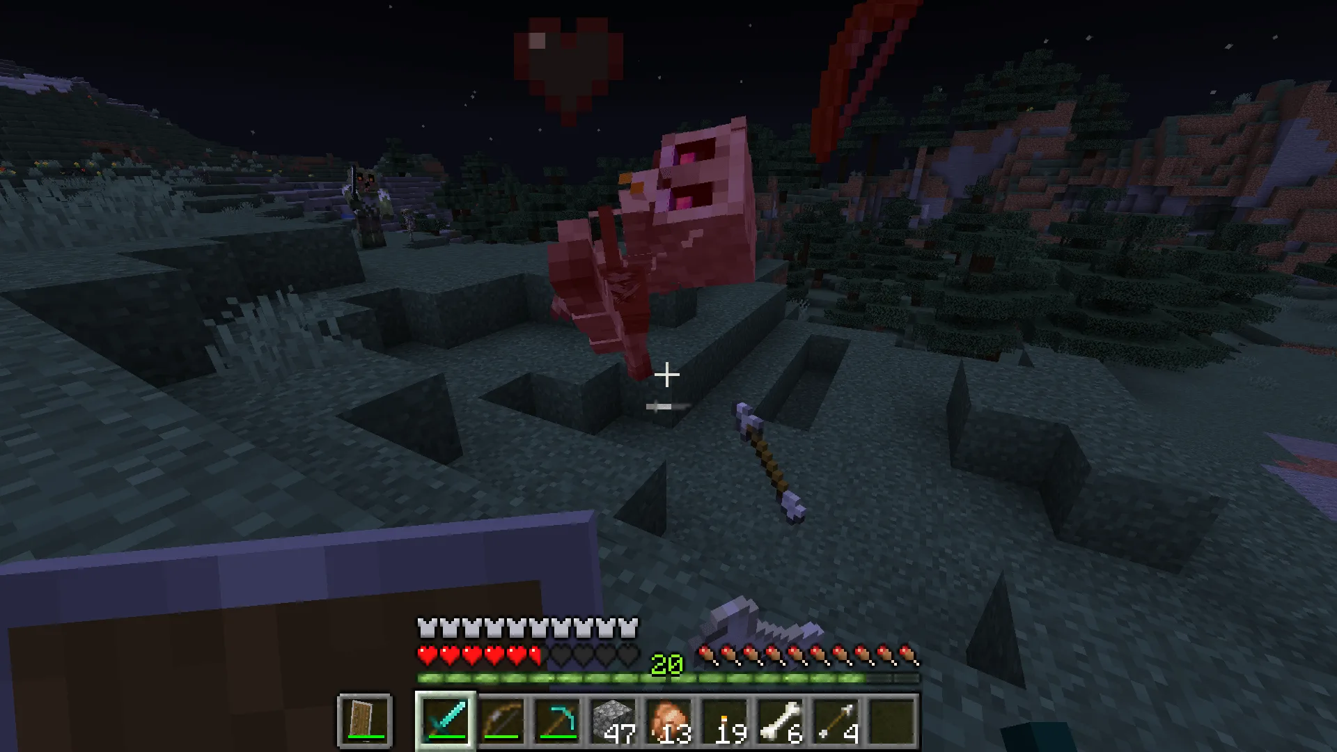 Скелет из мода Blue's Better Skeletons во время получения урона.