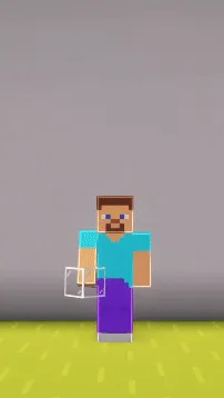 Игрок в Minecraft с блоком стекла на голове.