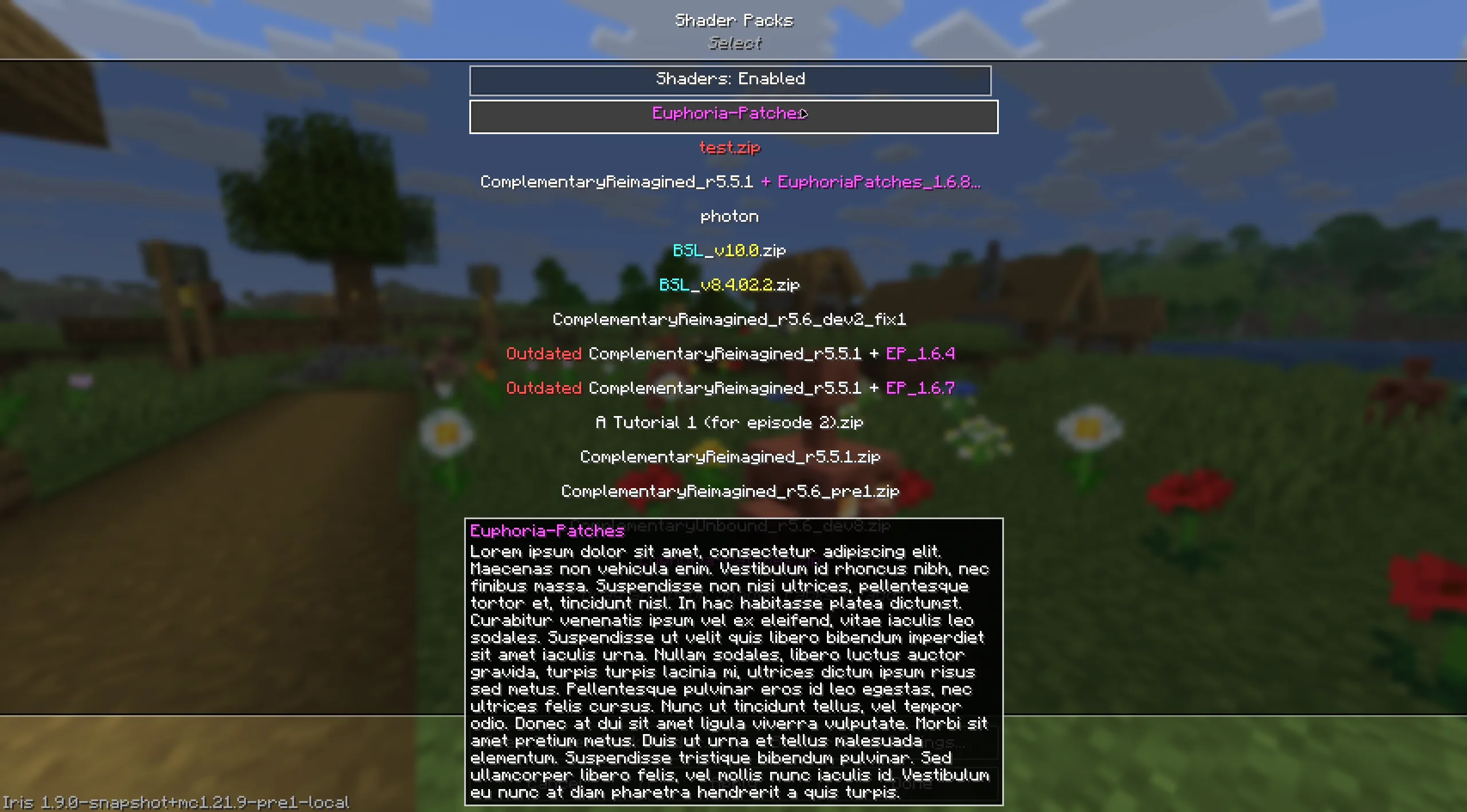 Recolored Shaders + Tooltip