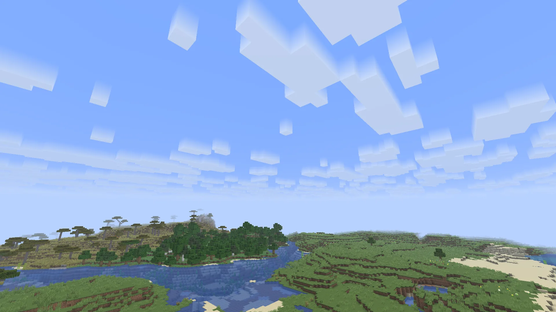 Декоративные облака с цветовым градиентом в Minecraft.