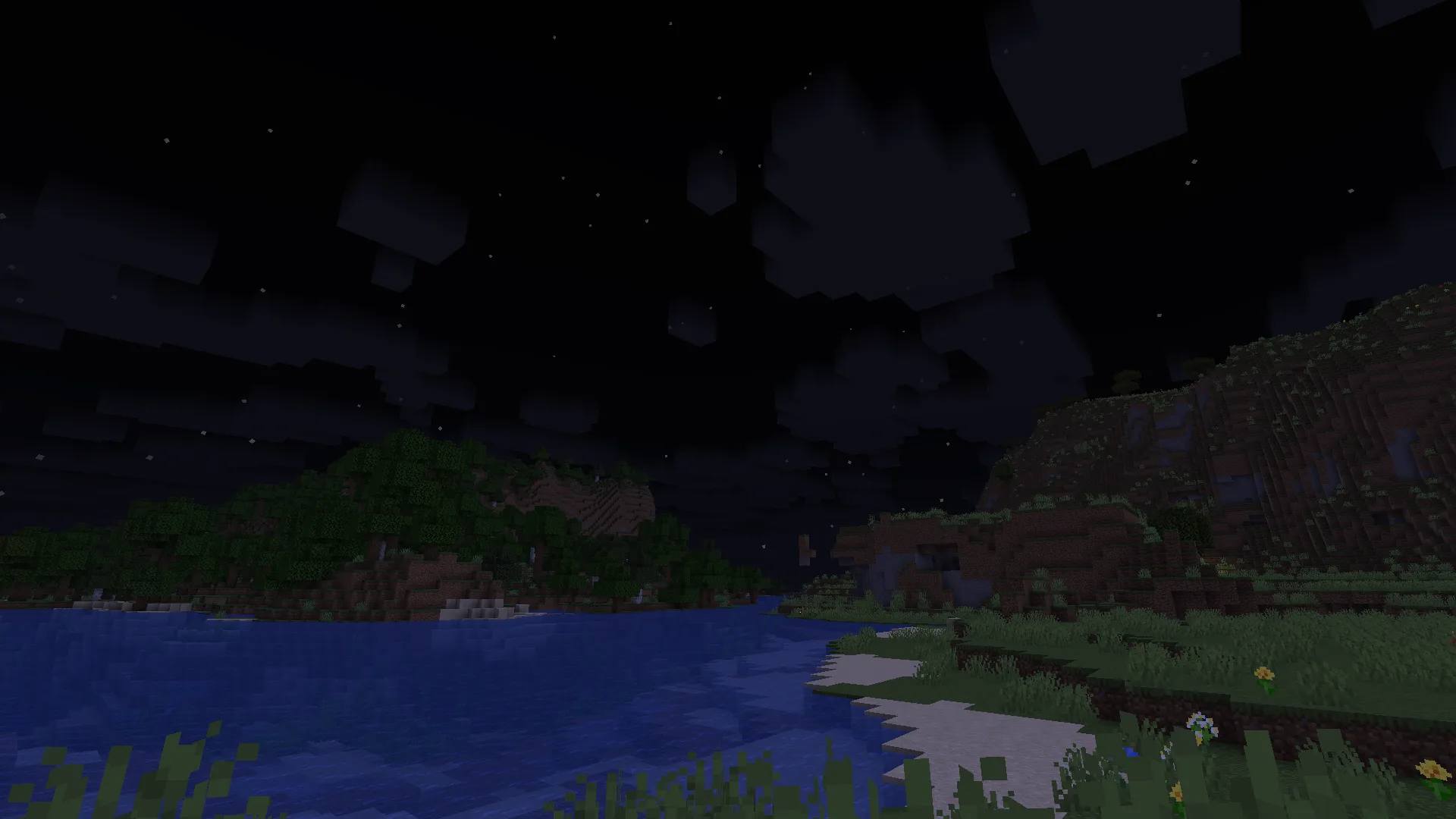 Градуентные облака в ночном небе Minecraft.