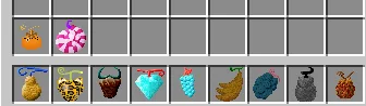 Скриншот мода Pixel Addon с демонстрацией фруктов, получивших новые способности и наборы приемов.