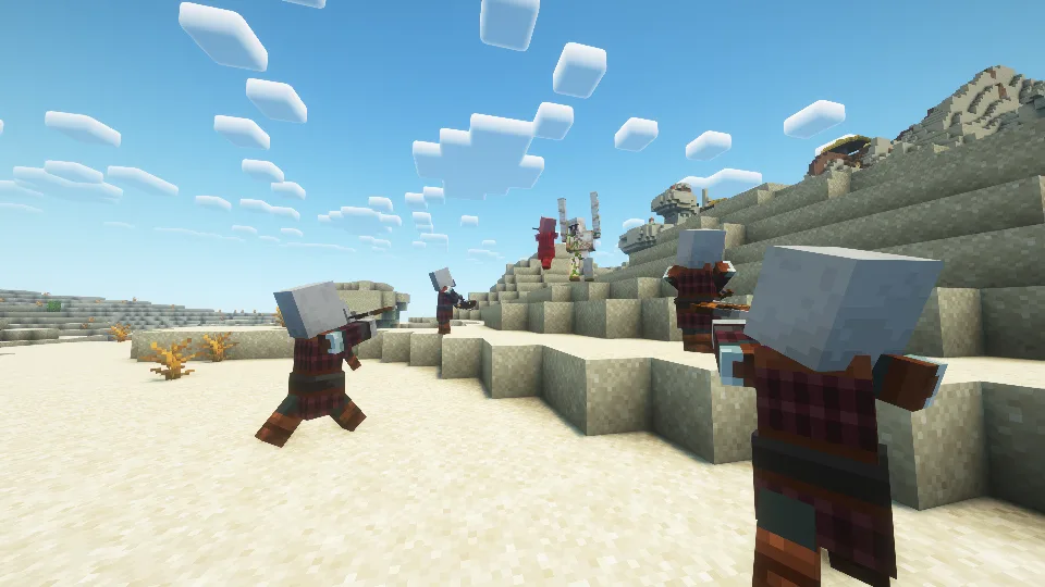 Пустынный голем защищает деревню от разбойников