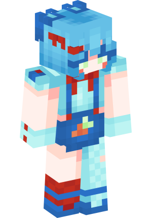 Лазурная аниме-девочка с бантом