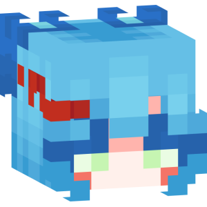 Лазурная аниме-девочка с бантом - Голова