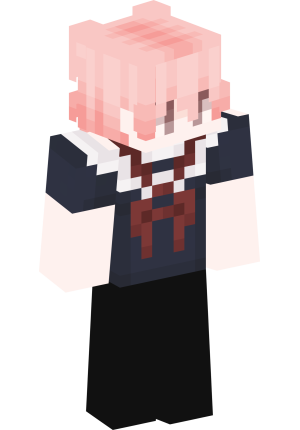 Милая школьница с розовыми волосами