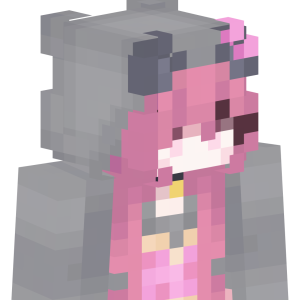 Розовая неко в сером худи - Сбоку