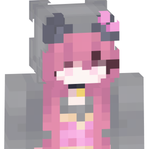 Розовая неко в сером худи - Спереди