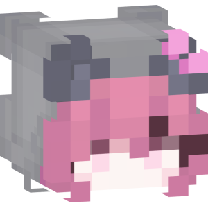 Розовая неко в сером худи - Голова