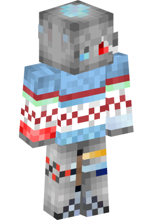 Глитч-киборг в красно-синем