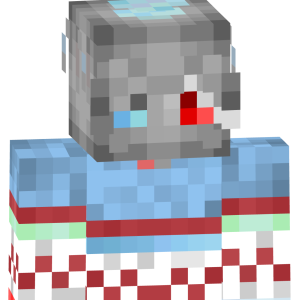 Глитч-киборг в красно-синем - Спереди