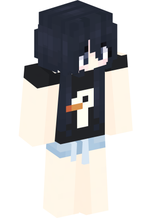 Милая аниме-девушка с уткой