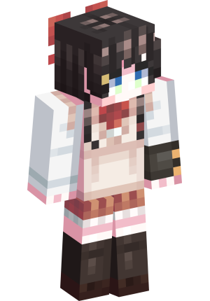 Аниме-школьница с красным бантом